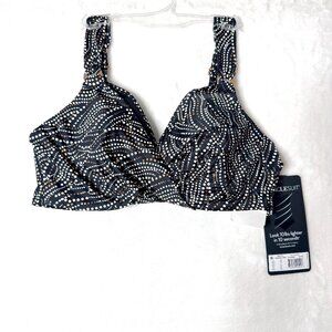 NEW MIRACLESUIT V Neck Twist Front Underwire Plunge Bra Bikini Top Swimwear 36DD